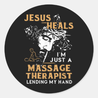 Sticker Rond Jésus M'A Guéri Juste Un Thérapiste De Mage Qui M'