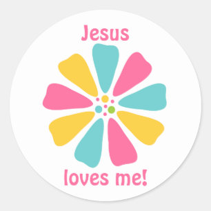 Sticker Rond Jésus m'aime à l'école du dimanche