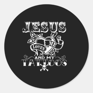 Sticker Rond Jésus M'aime &amp ; Mes tatouages Christian Jesus 