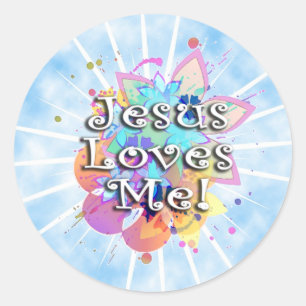Sticker Rond Jesus M'Aime, Aquarelle Pastel