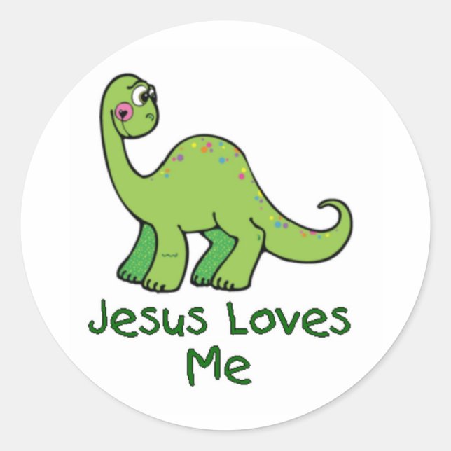 Sticker Rond Jésus m'aime Dino (Devant)