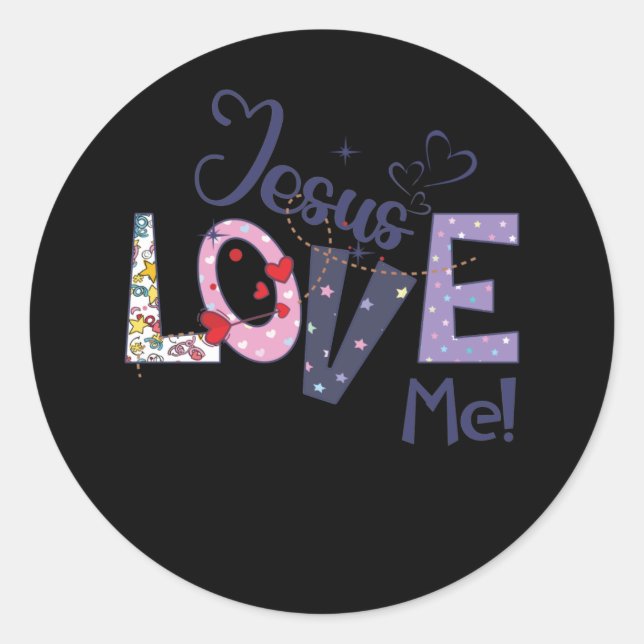 Sticker Rond Jésus M'Aime Mignonne Foi (Devant)