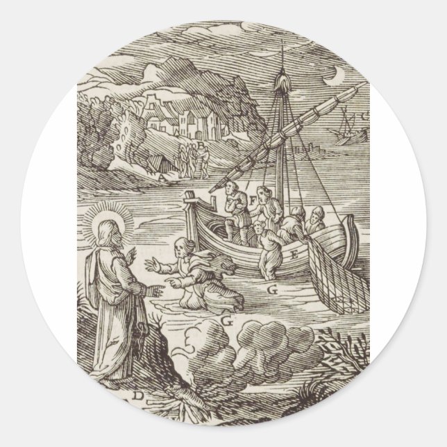 Sticker Rond Jésus marchant sur l'eau (Devant)