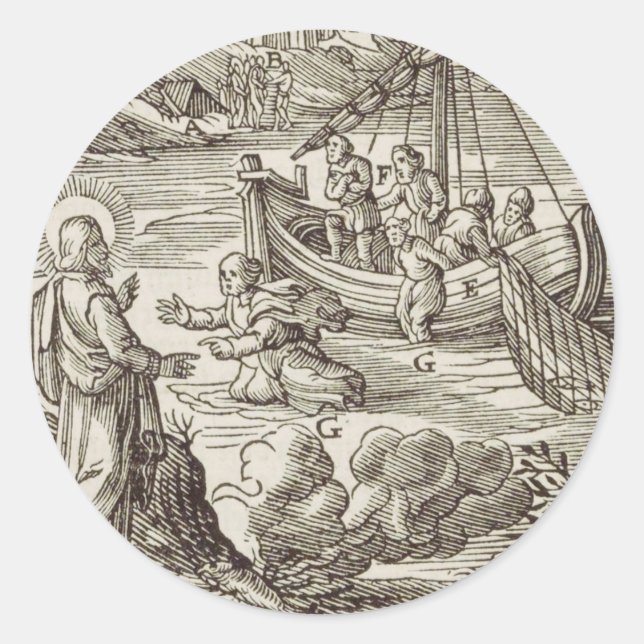 Sticker Rond Jésus marchant sur l'eau (Devant)