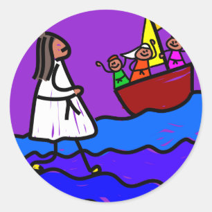 Sticker Rond Jésus marche sur l'eau