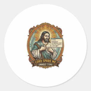 Sticker Rond Jésus Mauvaise Message Autocorrect Patron Embarras