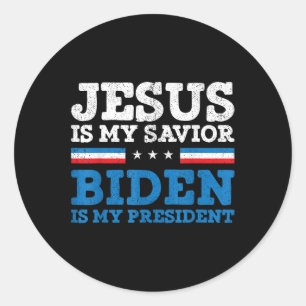 Sticker Rond Jésus Mon Sauveur Joe Biden Mon Président 2020 Ell