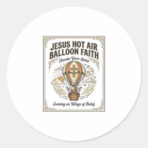 Sticker Rond Jésus Montgolfière Foi Jésus Montgolfière