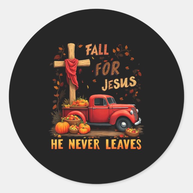 Sticker Rond Jesus My Favourite Season Fall Christian Thanksgiv (Devant)