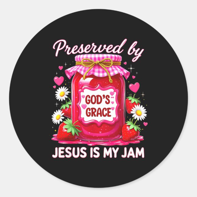 Sticker Rond Jesus My Jam Strawberry Coquette Nk Preserved God’ (Devant)