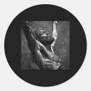 Sticker Rond Jésus Noir, Christianisme, Église, Christ, Jésus