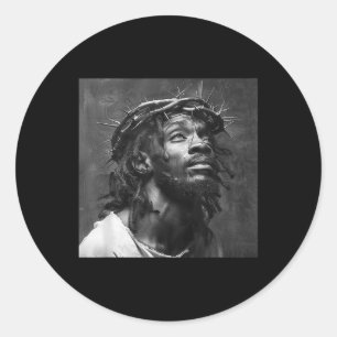Sticker Rond Jésus Noir, Christianisme, Église, Christ, Jésus _