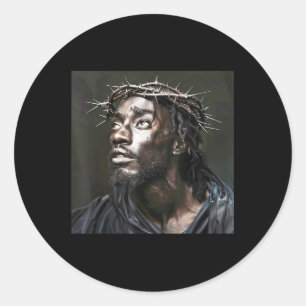 Sticker Rond Jésus Noir, Christianisme, Église, Christ, Jésus _