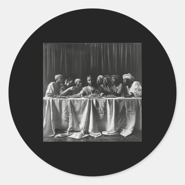 Sticker Rond Jésus Noir, Dernier sacrement, Jésus 6 (Devant)