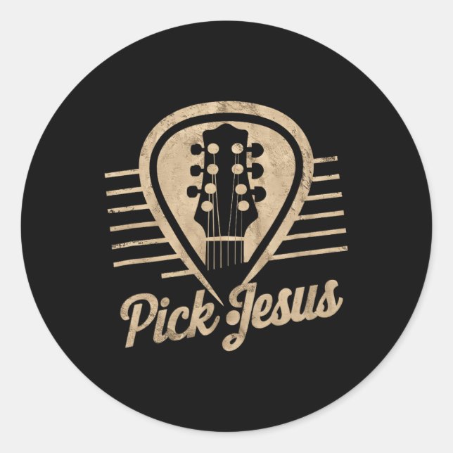Sticker Rond Jésus Plectre Musique Pasteur Joyeuses Pâques (Devant)