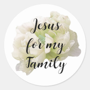 Sticker rond Jésus Pour Ma Famille