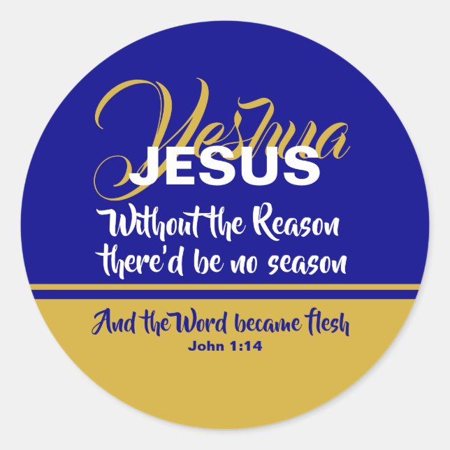 Sticker Rond JÉSUS RAISON SAISON Christian NOËL bleu (Devant)