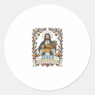 Sticker Rond Jésus Récolte d'Automne Foi Jésus Récolte d'Automn