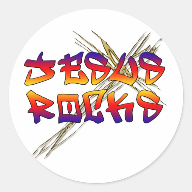 Sticker Rond Jesus Rocks Christian (Devant)