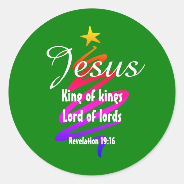 Sticker Rond JESUS ROI DES ROIS Noël moderne (Devant)