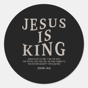 Sticker Rond Jésus Roi Hommes Chrétiens Jeunesse Dieu Bon Fils 