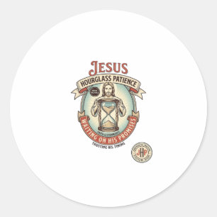 Sticker Rond Jésus Sablier Patience Jésus Sablier Patience 