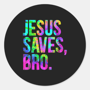 Sticker Rond Jésus Sauve Frère, Foi Religieuse Chrétienne Croir