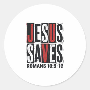 Sticker Rond Jésus Sauve Romains 10_9 Chemise Vintage Chrétienn