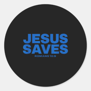 Sticker Rond Jésus Sauve Verset Biblique Romains 10 9 Déclarati