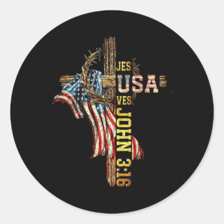 Sticker Rond Jesus Saves Jesusaves, Drapeau américain, Christia