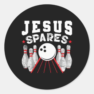 Sticker Rond Jesus Spares Funny Christian Bowling