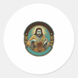 Sticker Rond Jésus tache de café le pantalon avant de rencontre