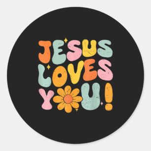 Sticker Rond Jésus t'aime fille adolescente chrétienne Dieu Sœu