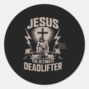 Sticker Rond Jesus The Deadlifter Funny Christian Gym Workout