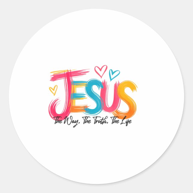Sticker Rond Jesus - The Way, Truth, Life  (Devant)