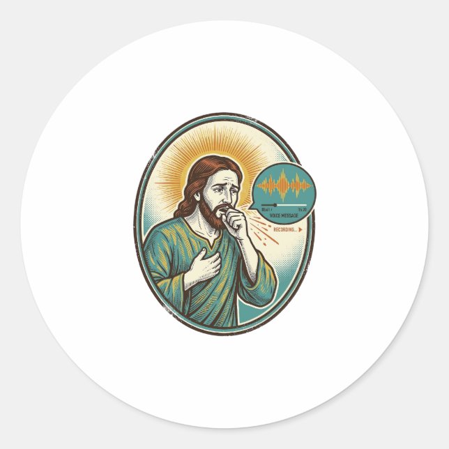 Sticker Rond Jésus tousse au milieu d'un message audio vocal Te (Devant)