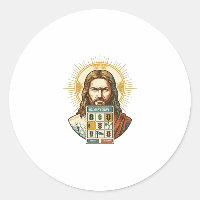 Sticker Rond Jésus Vérification de Captcha Endless Feux de Circ (Devant)