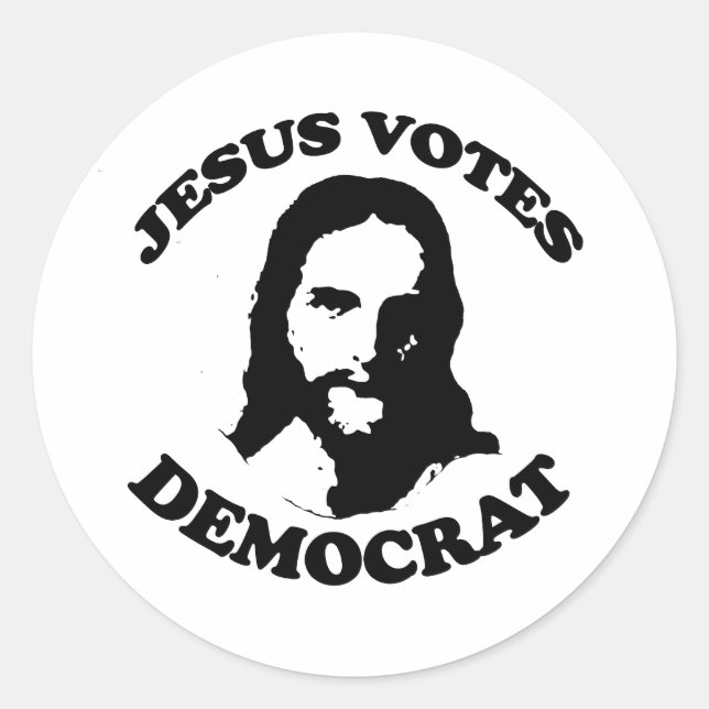 Sticker Rond Jésus vote démocrate (Devant)
