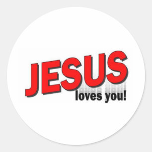 Sticker Rond Jésus vous aime