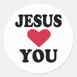 Sticker Rond Jésus vous aime