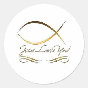 Sticker Rond Jésus vous aime