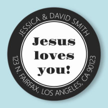Jésus vous aime! | Adresse de retour noir et blanc