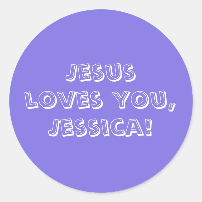 Sticker Rond Jésus vous aime (ajoutez un nom ou supprimez) (Devant)