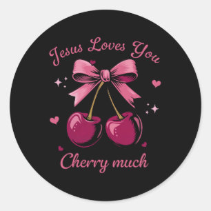 Sticker Rond Jésus Vous Aime Beaucoup Nœud Papillon Coquette Ch
