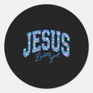 Sticker Rond Jésus vous aime, Bible Dieu Foi Église Chrétien