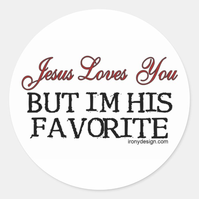 Sticker Rond Jésus Vous Aime Favorite (Devant)