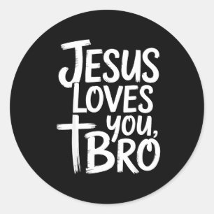 Sticker Rond Jésus Vous Aime Frère Chrétien Religieux