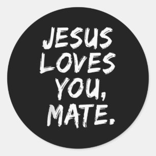 Sticker Rond Jésus Vous Aime Mec Croyant Chrétien Foi Dieu 