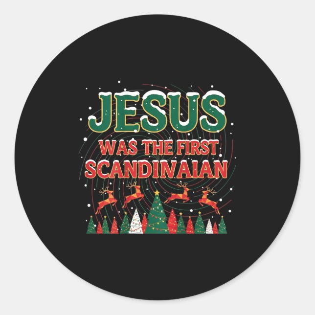 Sticker Rond Jesus Was The First Ecrow Ugly Sweater Style  (Devant)