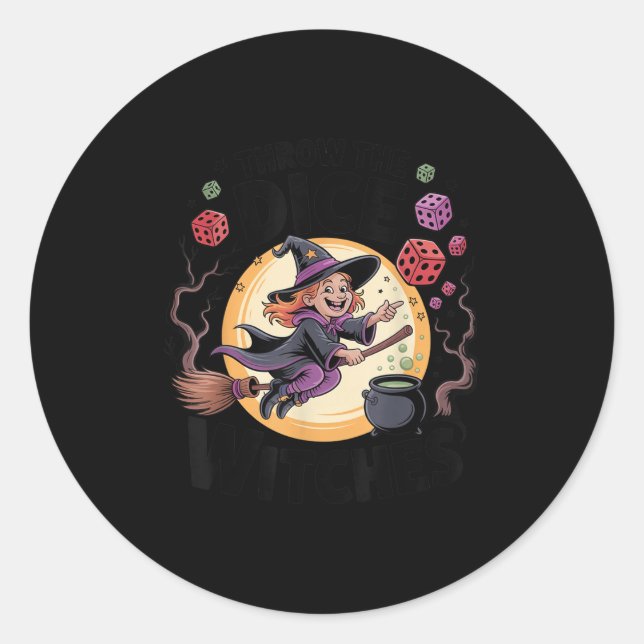 Sticker Rond Jeter Les Sorcières De Dice Halloween Bunco Dice J (Devant)
